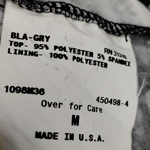 A. Byer Ruffled Blouse Size Medium Black and White Racer Back - Picture 8 of 9